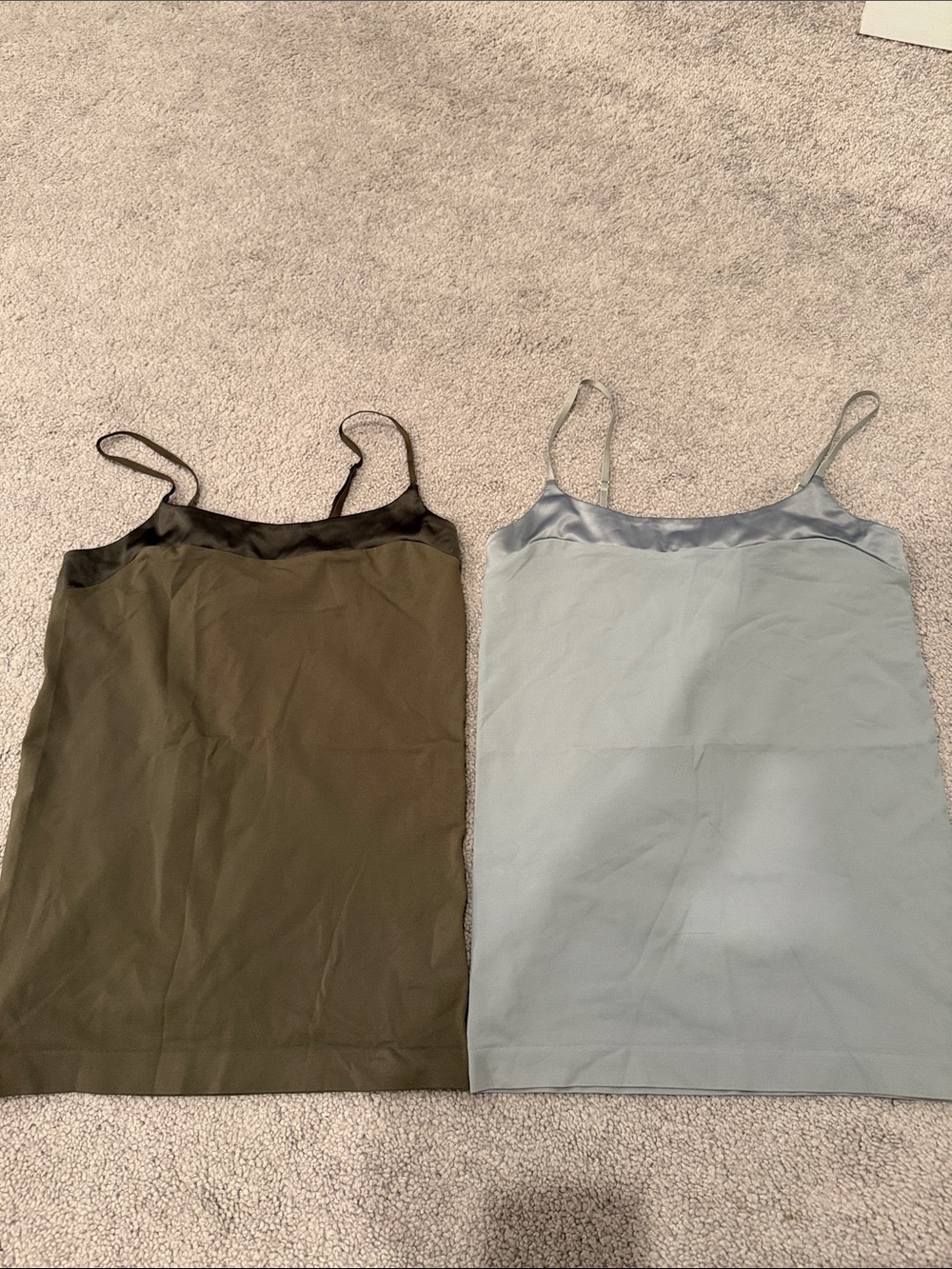 Banana Republic Olive and Light Blue Satin-Trim Slip Cami Duo
